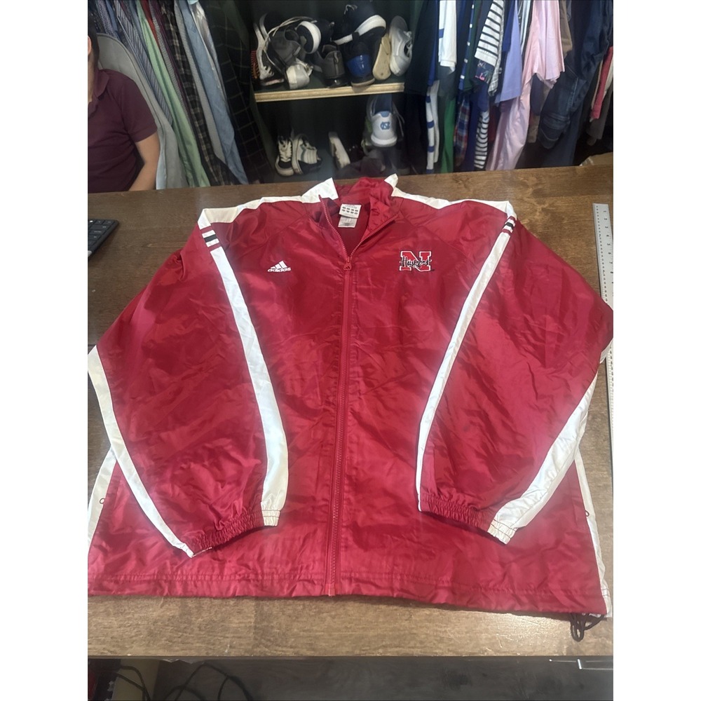 Adidas Nebraska Husker Full Zip Windbreaker L